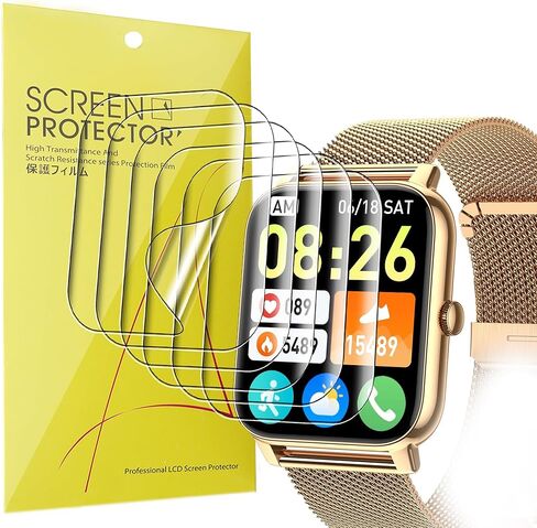 Screen Protector, 6 Pack TPU Clear Film Compatible for Boquaw P90 1.85 Inches Smart Watch in Saudi Arabia