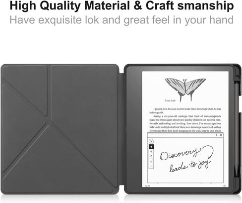 Tablet Cover for Amazon Kindle Scribe 10.2" (2022 Release), Ultra Slim Folio Stand Lightweight with Auto Sleep/Wake Up Function Leather Case for Kindle Scribe 10.2 inch (Hard-Black) in Saudi Arabia