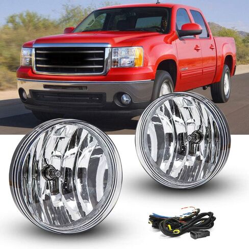 Fog Lights Replacement for 2007-2013 GMC Sierra 1500 2007-2014 GMC Sierra 2500HD 3500HD Fog Lamps with Clear Lens H8 12V 35W Halogen Bulbs Universal Switch and Wiring Kit 25831948,GM2592161 Clear Lens in Saudi Arabia