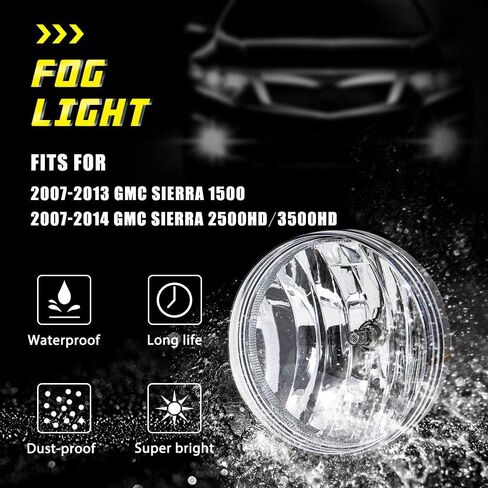 Fog Lights Replacement for 2007-2013 GMC Sierra 1500 2007-2014 GMC Sierra 2500HD 3500HD Fog Lamps with Clear Lens H8 12V 35W Halogen Bulbs Universal Switch and Wiring Kit 25831948,GM2592161 Clear Lens in Saudi Arabia