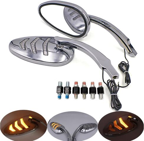 Motorcycle Rearview Mirror With Sequential Integrated Arrow LED Turn Signal Light Side Mirrors for Harley-Davidson Bobber Cruiser Custom in Saudi Arabia