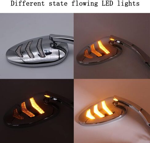 Motorcycle Rearview Mirror With Sequential Integrated Arrow LED Turn Signal Light Side Mirrors for Harley-Davidson Bobber Cruiser Custom in Saudi Arabia