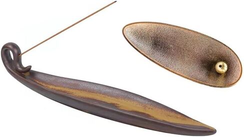 مجموعة حامل البخور - قطعتين من مبخرة أوراق الشجر، حاملات البخور للعصي لصائد الرماد، تصميم طبيعي حديث، صينية لالتقاط رماد البخور، الأفضل للعدادات، وغرفة التأمل، واليوجا، والمنزل، والمكتب in Kuwait