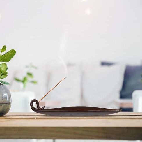 مجموعة حامل البخور - قطعتين من مبخرة أوراق الشجر، حاملات البخور للعصي لصائد الرماد، تصميم طبيعي حديث، صينية لالتقاط رماد البخور، الأفضل للعدادات، وغرفة التأمل، واليوجا، والمنزل، والمكتب in Kuwait