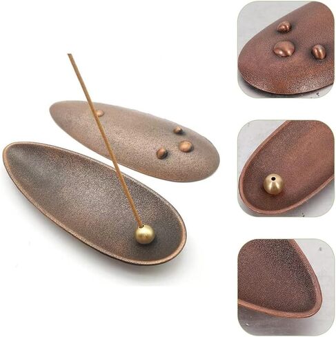 مجموعة حامل البخور - قطعتين من مبخرة أوراق الشجر، حاملات البخور للعصي لصائد الرماد، تصميم طبيعي حديث، صينية لالتقاط رماد البخور، الأفضل للعدادات، وغرفة التأمل، واليوجا، والمنزل، والمكتب in Kuwait