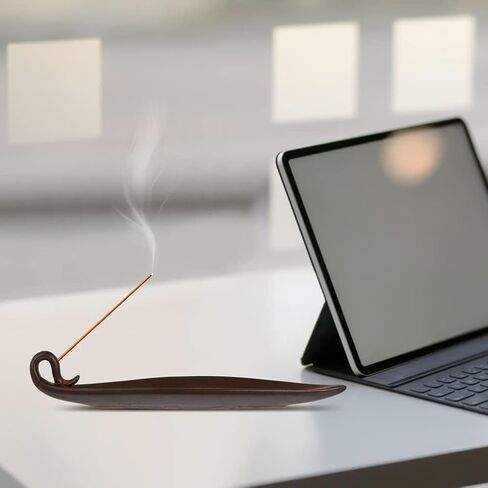 مجموعة حامل البخور - قطعتين من مبخرة أوراق الشجر، حاملات البخور للعصي لصائد الرماد، تصميم طبيعي حديث، صينية لالتقاط رماد البخور، الأفضل للعدادات، وغرفة التأمل، واليوجا، والمنزل، والمكتب in Kuwait