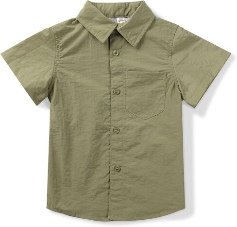 Boys' Button Down Short Sleeve Fishing Shirt Quick-Dry UV Sun Protection Outdoor Tops in Saudi Arabia