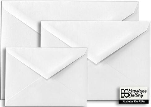 Baronial 25 - A7 (5-1/4 x 7-1/4) Lee size 70lb Bright White Envelopes Pointed Flap for 5 x 7 Greeting Cards, Invitations, Weddings Birth Showers from The Envelope Gallery in Saudi Arabia