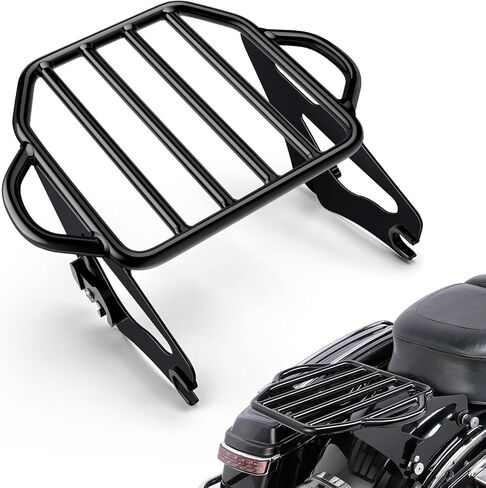 رف أمتعة قابل للفصل من Amazicha رف تثبيت خلفي للدراجة النارية متوافق مع Harley Touring Street Glide Electra Glide Road King 2009-2024 (أسود لامع) in Kuwait