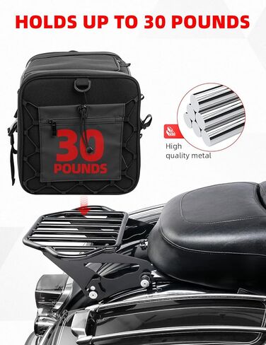 رف أمتعة قابل للفصل من Amazicha رف تثبيت خلفي للدراجة النارية متوافق مع Harley Touring Street Glide Electra Glide Road King 2009-2024 (أسود لامع) in Kuwait