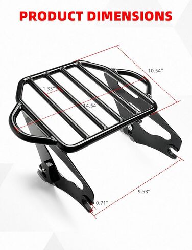 رف أمتعة قابل للفصل من Amazicha رف تثبيت خلفي للدراجة النارية متوافق مع Harley Touring Street Glide Electra Glide Road King 2009-2024 (أسود لامع) in Kuwait