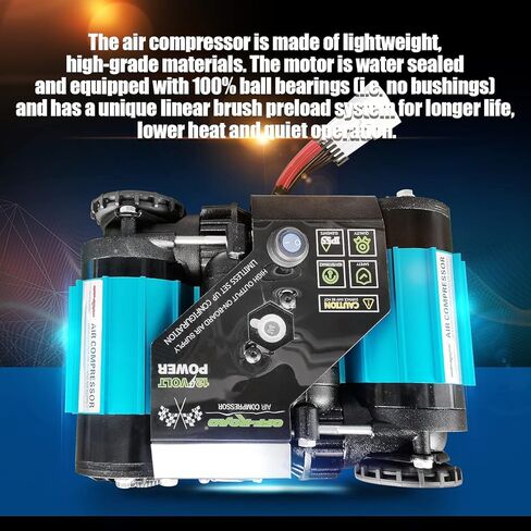 ضاغط هواء مزدوج CKMTA12 12 فولت عالي الإخراج عالمي على اللوحة التوأم لتضخيم الإطارات in Kuwait