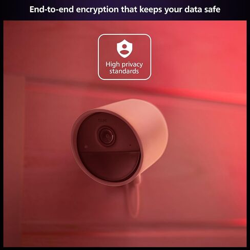 كاميرا مراقبة منزلية ذكية سلكية آمنة من Philips Hue، باللون الأسود - حزمة واحدة - فيديو عالي الدقة 1080 بكسل - رؤية ليلية - كشف الحركة - محادثة ثنائية الاتجاه - داخلي/خارجي - مقاومة للطقس - تعمل مع تطبيق Hue in Kuwait