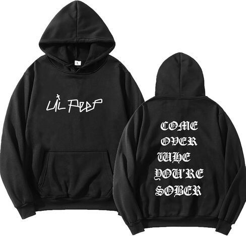 Lil Peep Come Over When You're Sober Tour Concert Vtg Reprint Hoodies Cool Men Hip hop Streetwear - أسود - M in Kuwait