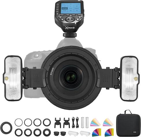 Godox MF12 Compact Camera Flash 2 Pick Set, MF12-K2 2.4G 12W TTL Macro Flash Mini Speedlite 2-Light Kit with XproiiS for Sony Camera N2 in Saudi Arabia