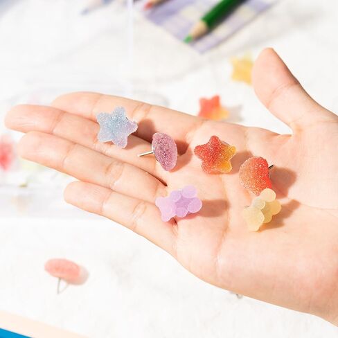 الدببة الملونة دفع دبابيس 30pcs غائر الدب نجمة على شكل قلب الدبوس الراتنج الإبهام تك للوحة الفلين صورة جدار نشرة لوحة خريطة التقويم مكتب المدرسة Thumbtack ديكور المسامير اللوازم in Kuwait