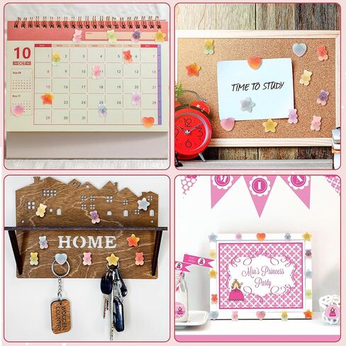 الدببة الملونة دفع دبابيس 30pcs غائر الدب نجمة على شكل قلب الدبوس الراتنج الإبهام تك للوحة الفلين صورة جدار نشرة لوحة خريطة التقويم مكتب المدرسة Thumbtack ديكور المسامير اللوازم in Kuwait