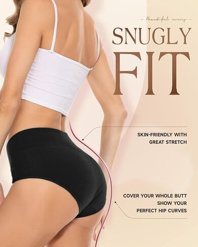 5 Pack Womens High Waisted Underwear Full Coverage Ladies Panties Soft Breathable Cotton Stretch Solid Color Briefs in Kuwait