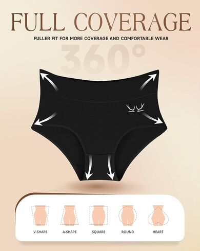 5 Pack Womens High Waisted Underwear Full Coverage Ladies Panties Soft Breathable Cotton Stretch Solid Color Briefs in Kuwait