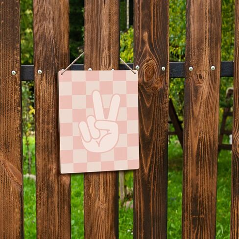 Black and White Checkered Peace Sign Hanging Wooden Signs 8x10, Black Preppy Checkerboard Decor for Home Girls Boys Room Dorm, Preppy Checkered Home Decor Gifts for Teen Girls Boys Women in Saudi Arabia