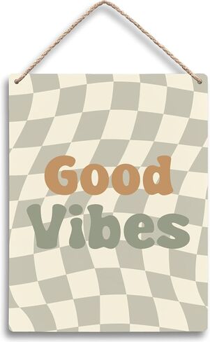 Black and White Checkered Peace Sign Hanging Wooden Signs 8x10, Black Preppy Checkerboard Decor for Home Girls Boys Room Dorm, Preppy Checkered Home Decor Gifts for Teen Girls Boys Women in Saudi Arabia
