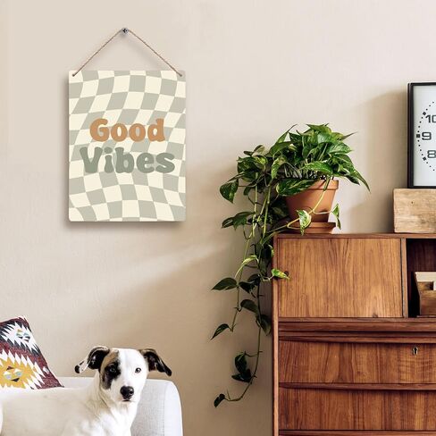 Black and White Checkered Peace Sign Hanging Wooden Signs 8x10, Black Preppy Checkerboard Decor for Home Girls Boys Room Dorm, Preppy Checkered Home Decor Gifts for Teen Girls Boys Women in Saudi Arabia