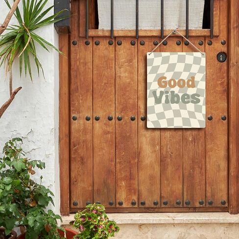 Black and White Checkered Peace Sign Hanging Wooden Signs 8x10, Black Preppy Checkerboard Decor for Home Girls Boys Room Dorm, Preppy Checkered Home Decor Gifts for Teen Girls Boys Women in Saudi Arabia