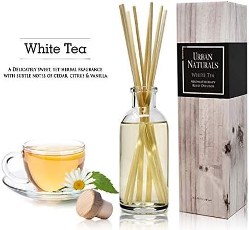 مجموعة أعواد ناشرة أعواد الشاي الأبيض المعطرة من أوربان ناتشورالز | عشبي مع روائح رقيقة من الأرز والحمضيات الخفيفة والفانيليا | فكرة رائعة لتدفئة المنزل أو للمضيفة أو هدية عمل in Kuwait