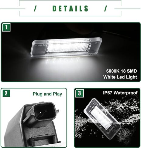 Motoforti LED License Plate Lights, Rear Tag Light Kit Assembly, for Nissan Altima 2019-2022, ABS, 26510-8990E, White Light, 2 Pcs in Saudi Arabia