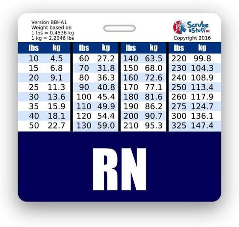 RN Badge Buddy أفقي مع مخططات تحويل الطول والوزن (قياسي، وردي) in Saudi Arabia