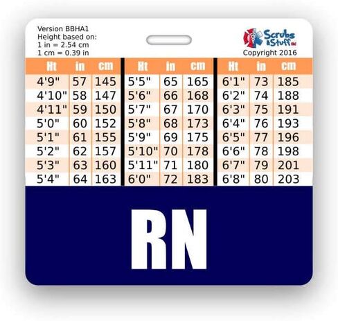 RN Badge Buddy أفقي مع مخططات تحويل الطول والوزن (قياسي، وردي) in Saudi Arabia