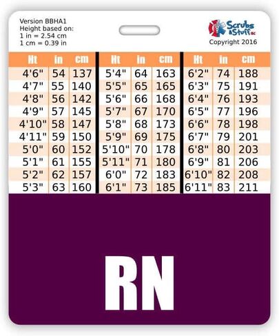 RN Badge Buddy أفقي مع مخططات تحويل الطول والوزن (قياسي، وردي) in Saudi Arabia