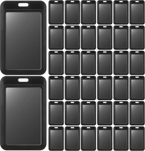 Eaasty Hard Plastic ID Badge Holder Vertical Slide Open Card Case Black Name Tag Holders Badge Sleeve ID Case Protector with Clear Window for Nurses Office Credit Cards(40 Pcs) in Saudi Arabia