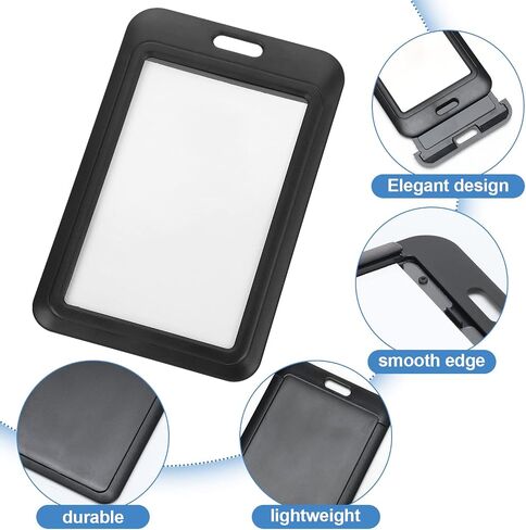 Eaasty Hard Plastic ID Badge Holder Vertical Slide Open Card Case Black Name Tag Holders Badge Sleeve ID Case Protector with Clear Window for Nurses Office Credit Cards(40 Pcs) in Saudi Arabia