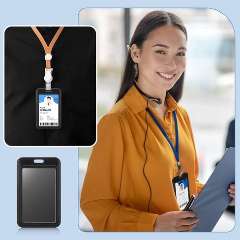 Eaasty Hard Plastic ID Badge Holder Vertical Slide Open Card Case Black Name Tag Holders Badge Sleeve ID Case Protector with Clear Window for Nurses Office Credit Cards(40 Pcs) in Saudi Arabia