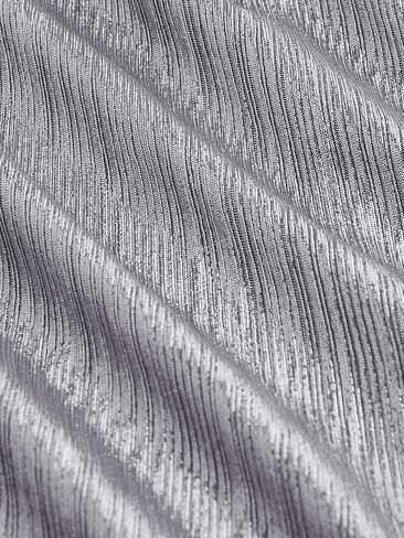 CIDER Metallic V-Neck Solid Ruched Midi Dress in Kuwait