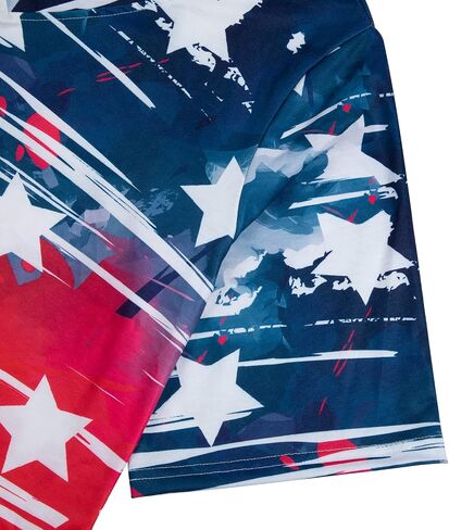 TAOHONG Amercian Flag Dress Women 4th of July Patriotic T Shirt Dress Plus Size V-Neck Short Sleeve Dress with Pocket in Saudi Arabia