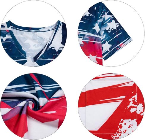 TAOHONG Amercian Flag Dress Women 4th of July Patriotic T Shirt Dress Plus Size V-Neck Short Sleeve Dress with Pocket in Saudi Arabia