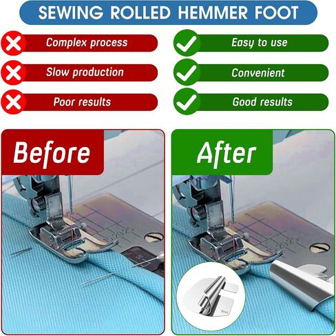 4Pcs Rolled Hem Presser Foot, Sewing Rolled Hemmer Foot, 4 Sizes Wide Rolled Hem Pressure Foot Sewing Machine Feet Hand Sewing Machine Accessories for a Wide Range of Sewing in Saudi Arabia