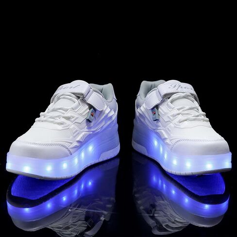 Kids Shoes with Wheels - 4 in 1 Light-Up Roller Shoes with USB Rechargeable LED Sneakers for School Christmas Party Gifts in Saudi Arabia