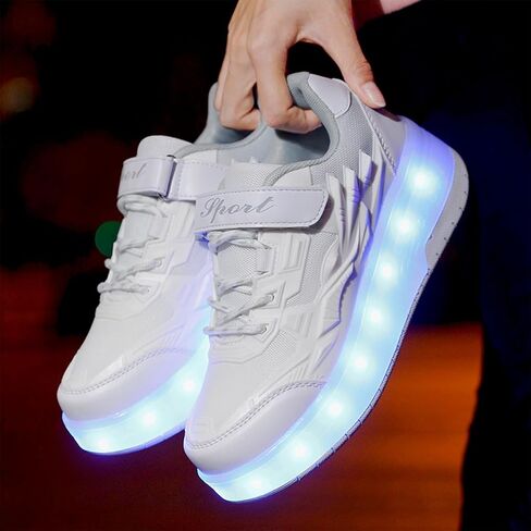 Kids Shoes with Wheels - 4 in 1 Light-Up Roller Shoes with USB Rechargeable LED Sneakers for School Christmas Party Gifts in Saudi Arabia