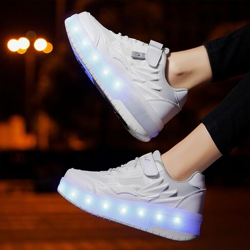Kids Shoes with Wheels - 4 in 1 Light-Up Roller Shoes with USB Rechargeable LED Sneakers for School Christmas Party Gifts in Saudi Arabia