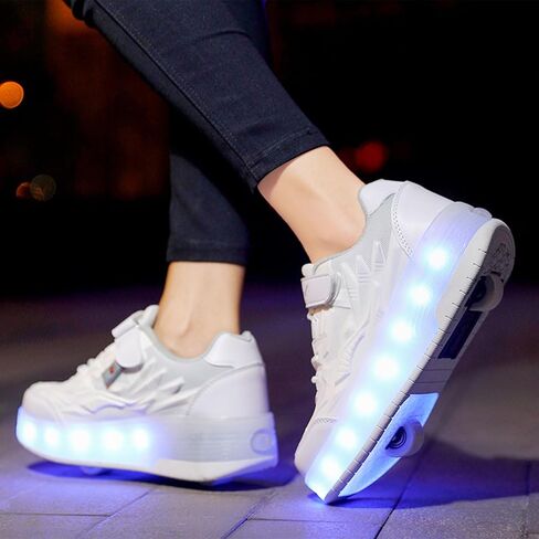 Kids Shoes with Wheels - 4 in 1 Light-Up Roller Shoes with USB Rechargeable LED Sneakers for School Christmas Party Gifts in Saudi Arabia