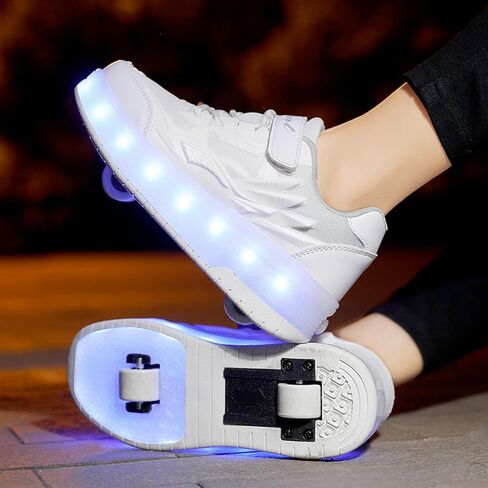 Kids Shoes with Wheels - 4 in 1 Light-Up Roller Shoes with USB Rechargeable LED Sneakers for School Christmas Party Gifts in Saudi Arabia