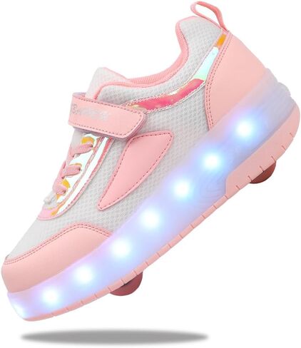 Kids Shoes with Wheels - 4 in 1 Light-Up Roller Shoes with USB Rechargeable LED Sneakers for School Christmas Party Gifts in Saudi Arabia