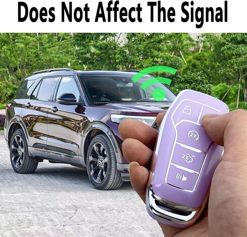Key Fob Cover Case Compatible with Ford F150 F250 F350 Fusion Edge Explorer Mustang Lincoln MKZ MKC Accessories , Material TPU Soft Full Protection Keychain Cute Shell (Purple) in Saudi Arabia