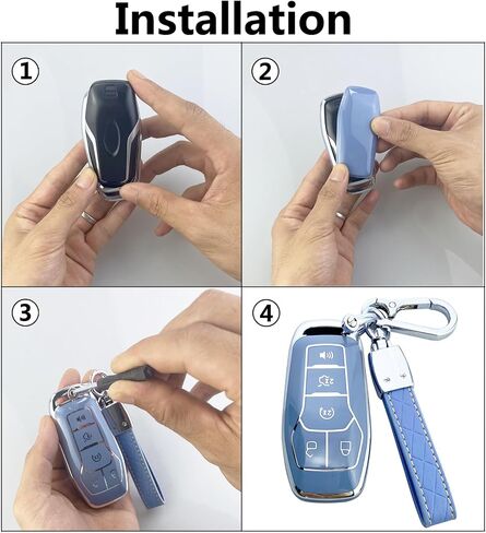 Key Fob Cover Case Compatible with Ford F150 F250 F350 Fusion Edge Explorer Mustang Lincoln MKZ MKC Accessories , Material TPU Soft Full Protection Keychain Cute Shell (Purple) in Saudi Arabia