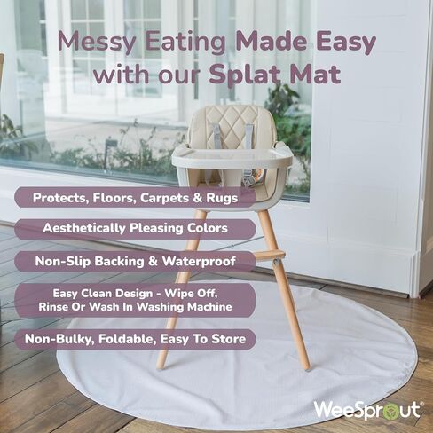 WeeSprout Baby Splat Mat for Kids, Large 51" x 51" Floor Playmat with Durable, Waterproof Surface and Non-Slip Bottom for Infants to Toddlers Under highchair, Arts and Crafts, picnics and Play in Saudi Arabia