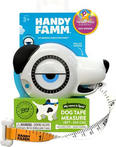 8ft Interactive Dog Tape Measure for Kids with Level & Angle Finder, Montessori Educational Toys, Animal Shaped Childrens Tool Set with Puppy Bone, Pocket Tape Measure for Kids 3+ (Spot) in Saudi Arabia