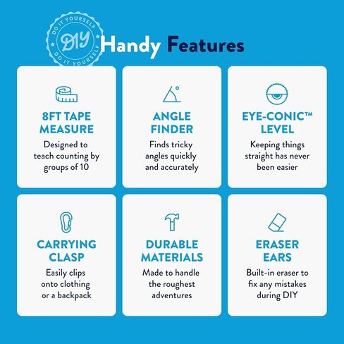 8ft Interactive Dog Tape Measure for Kids with Level & Angle Finder, Montessori Educational Toys, Animal Shaped Childrens Tool Set with Puppy Bone, Pocket Tape Measure for Kids 3+ (Spot) in Saudi Arabia